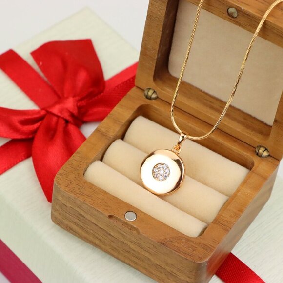 "Rose Gold Round Pendant with Center CZ Stones – Elegant Finish, XPPT1203 - Picture 6 of 13